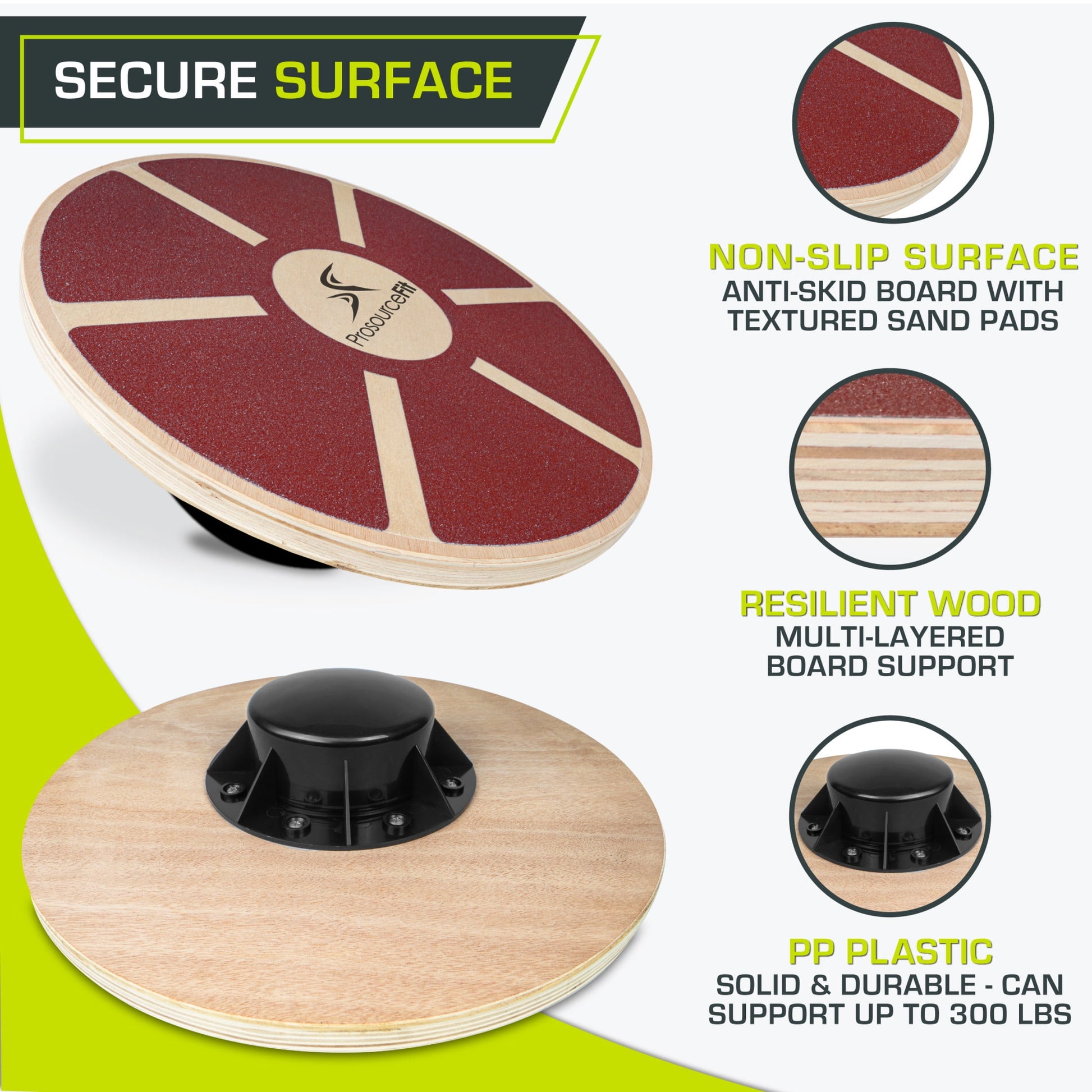 Wooden Balance Board Core Non-Slip Wobble Trainer